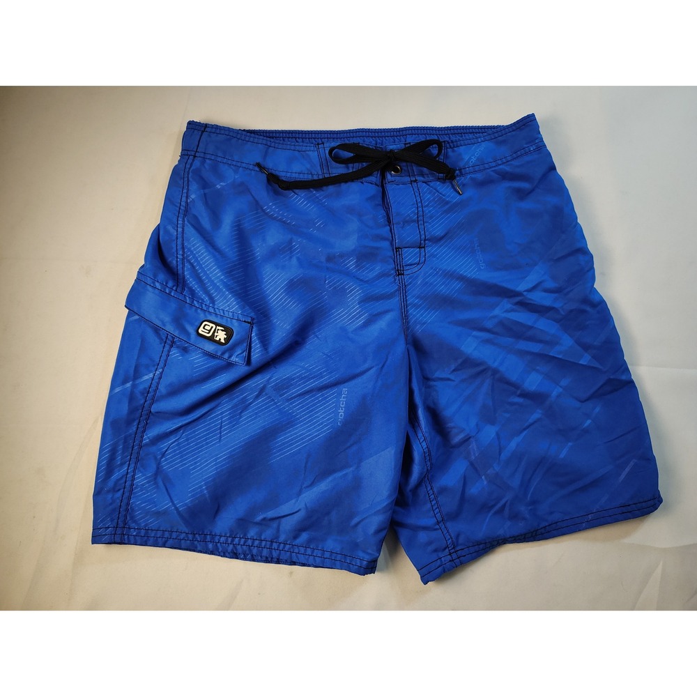 Vintage Gotcha Surf Board Shorts Blue Striped Cargo Pocket Mesh Lined Men's Sz M